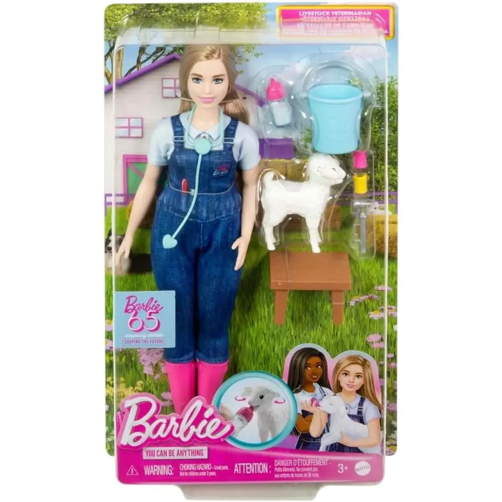 Barbie 65th Anniversary Careers Farm Vet Doll & 10 Accessories NWT